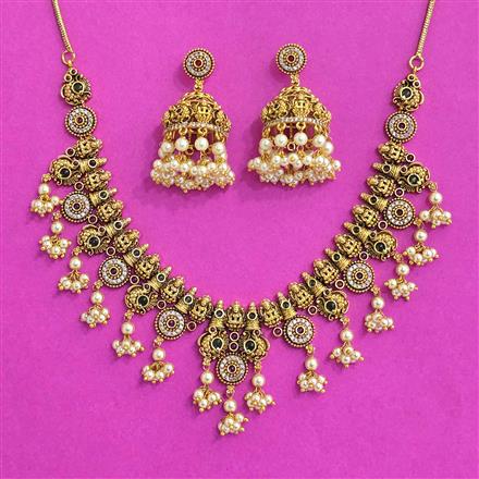 Antique South Indian Necklace With Matte Gold Plating