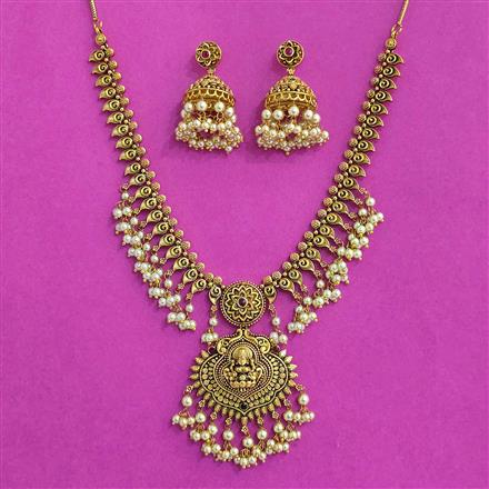 Antique Temple Necklace With Matte Gold Plating