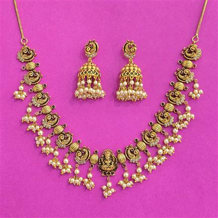 Antique South Indian Necklace With Matte Gold Plating