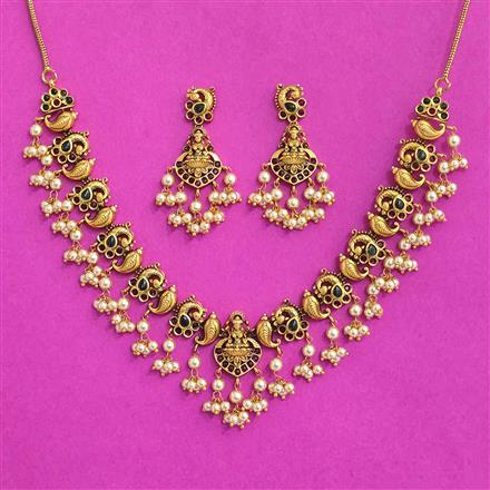 Antique Temple Necklace With Matte Gold Plating