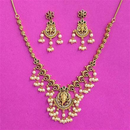 Antique Temple Necklace With Matte Gold Plating