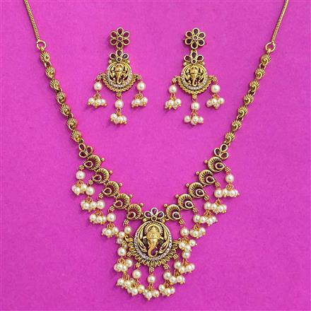 Antique Temple Necklace With Matte Gold Plating