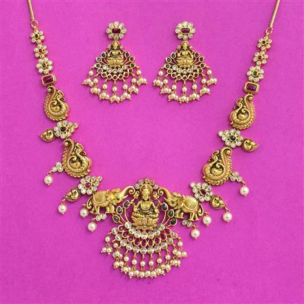 Antique South Indian Necklace With Matte Gold Plating