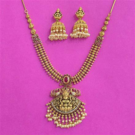 Antique South Indian Necklace With Matte Gold Plating