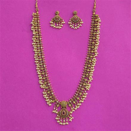 Antique South Indian Necklace With Matte Gold Plating