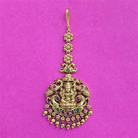 Antique Temple Tikka With Matte Gold Plating