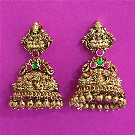Antique Temple Earring With Matte Gold Plating