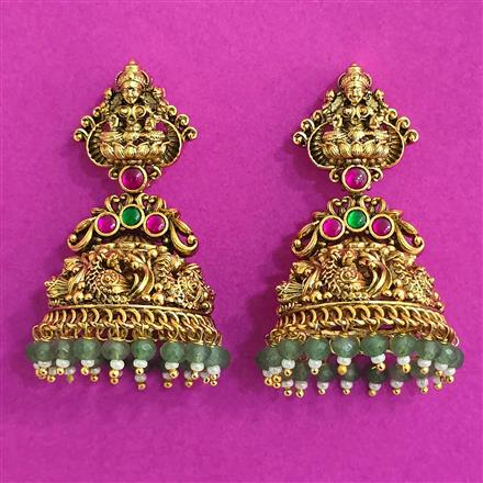 Antique Temple Earring With Matte Gold Plating