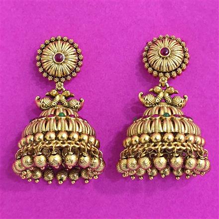 Antique South Indian Earring With Matte Gold Plating