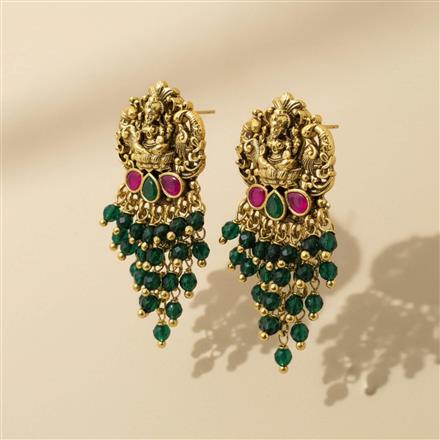 Antique Temple Earring With Matte Gold Plating