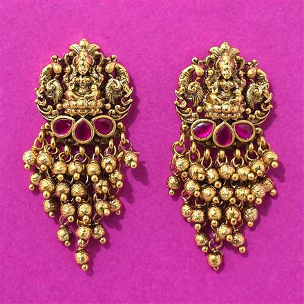 Antique Temple Earring With Matte Gold Plating