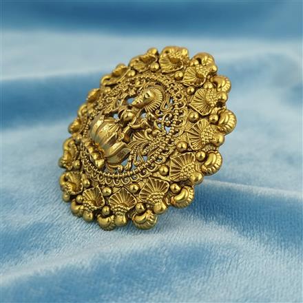 Antique Temple Ring With Matte Gold Plating