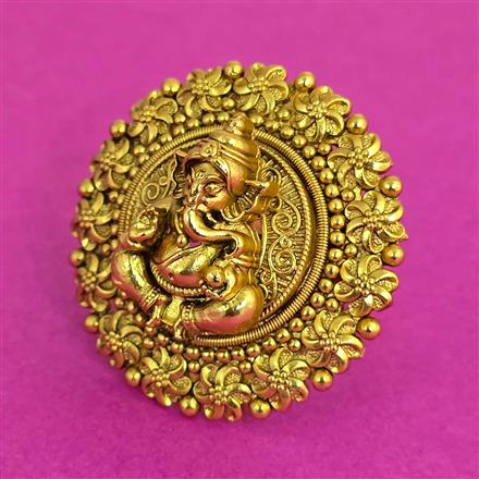 Antique Temple Ring With Matte Gold Plating