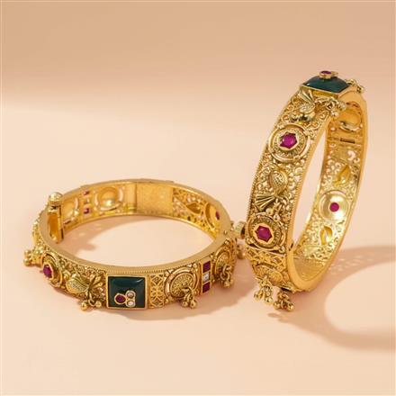 Antique Openable Bangles With Matte Gold Plating