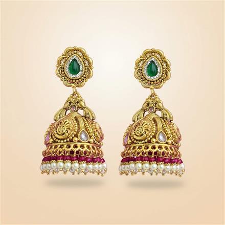 Antique Jhumki With Matte Gold Plating