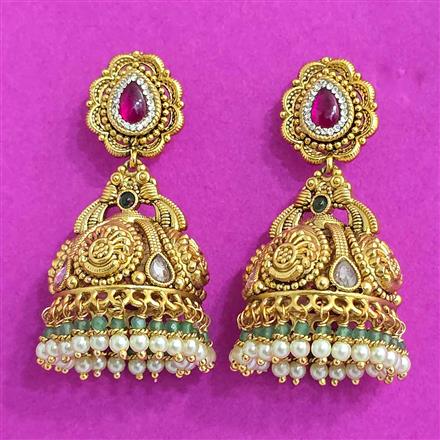 Antique Jhumki With Matte Gold Plating