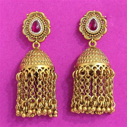Antique Jhumki With Matte Gold Plating
