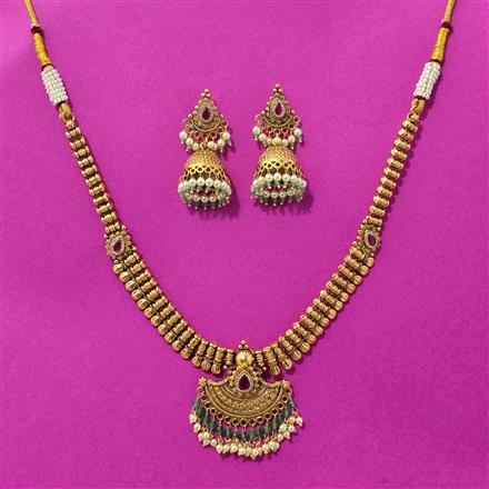Antique Classic Necklace Set With Matte Gold Plating