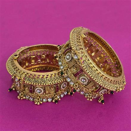 Antique Openable Bangles With Matte Gold Plating