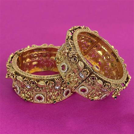 Antique Openable Bangles With Matte Gold Plating