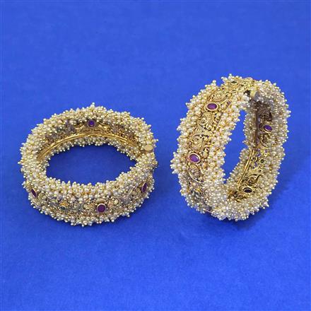 Antique Moti Bangles With Matte Gold Plating