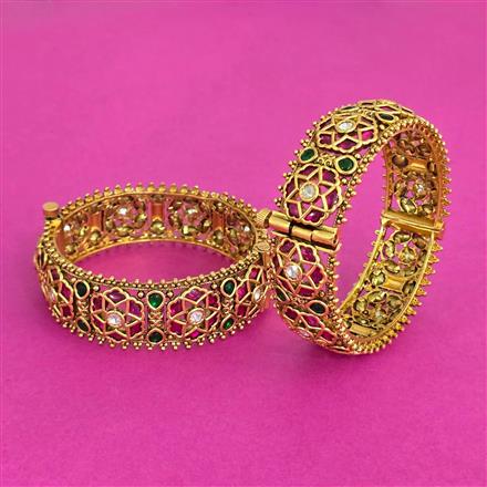 Antique Openable Bangles With Matte Gold Plating