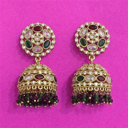 Antique Jhumki With Mehndi Plating