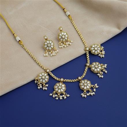 Antique Moti Necklace Set With Gold Plating