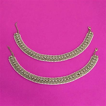 Antique Moti Payal With Mehndi Plating
