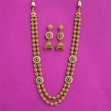 Antique Long Necklace Set With Gold Plating
