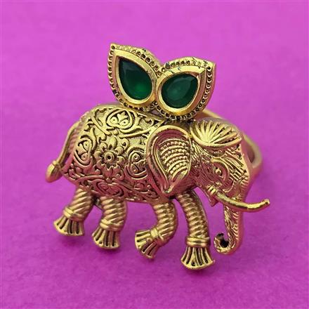 Antique Adjustable Ring With Matte Gold Plating