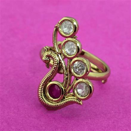 Antique Adjustable Ring With Mehndi Plating