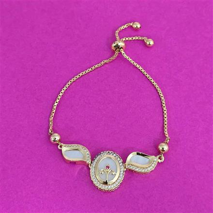 Antique Mother Of Pearl Bracelet With Gold Plating