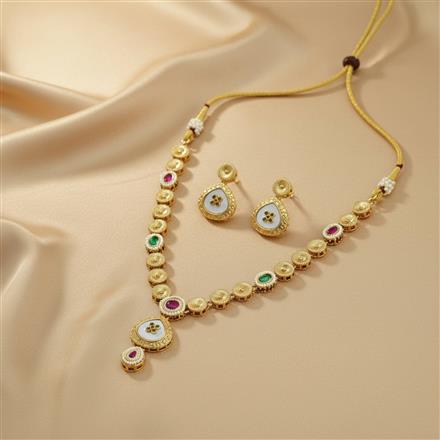 Antique Mother Of Pearl Necklace SetWith Gold Plating