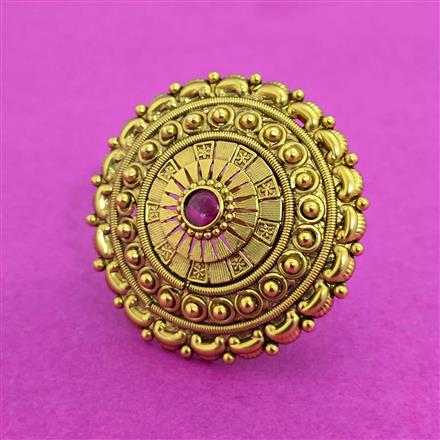 Antique Adjustable Ring With Matte Gold Plating