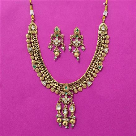 Antique Classic Necklace Set With Matte Gold Plating