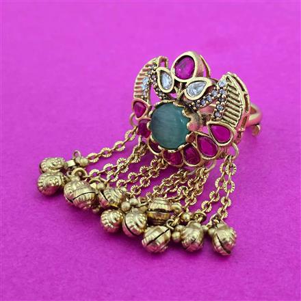 Antique Adjustable Ring With Matte Gold Plating