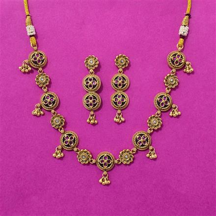 Antique Classic Necklace Set With Matte Gold Plating