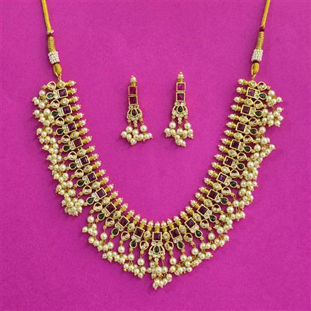 Antique Moti Necklace With Gold Plating