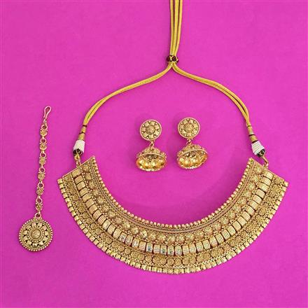 Antique Mukut Necklace With Gold Plating