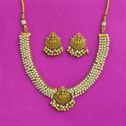 Antique Temple Necklace With Matte Gold Plating
