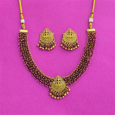 Antique Temple Necklace With Matte Gold Plating