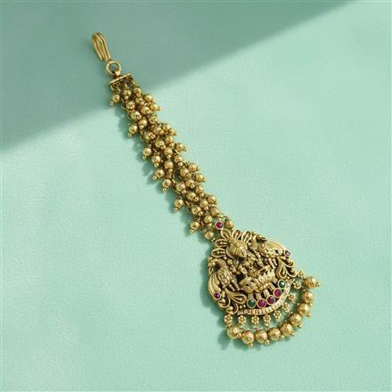 Antique Temple Tikka With Matte Gold Plating