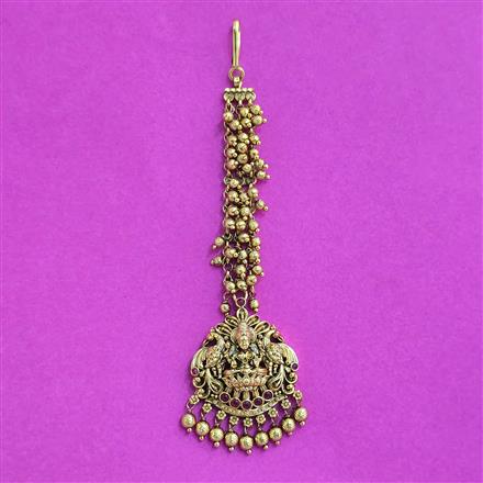 Antique Temple Tikka With Matte Gold Plating