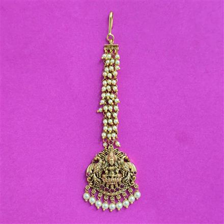 Antique Temple Tikka With Matte Gold Plating
