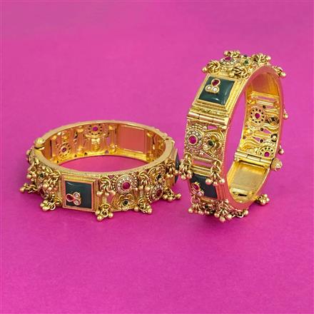 Antique Openable Bangles With Matte Gold Plating