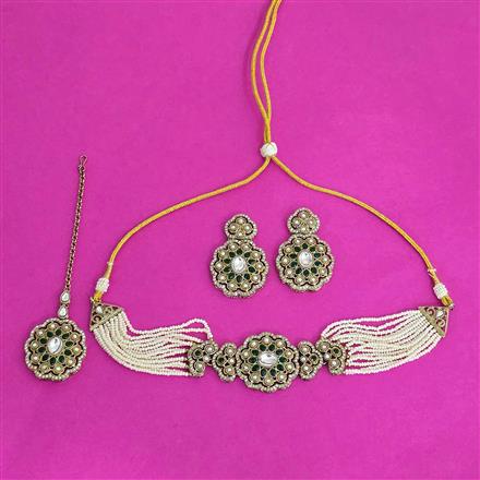 Antique Choker Necklace With Mehndi Plating