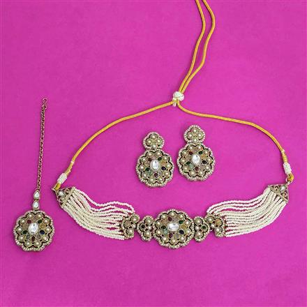 Antique Choker Necklace With Mehndi Plating