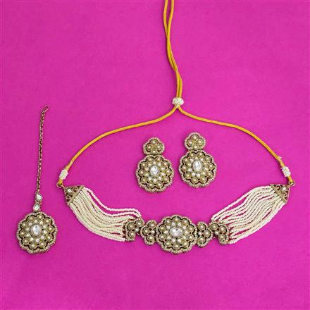Antique Choker Necklace With Mehndi Plating