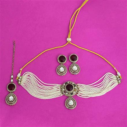Antique Choker Necklace With Mehndi Plating